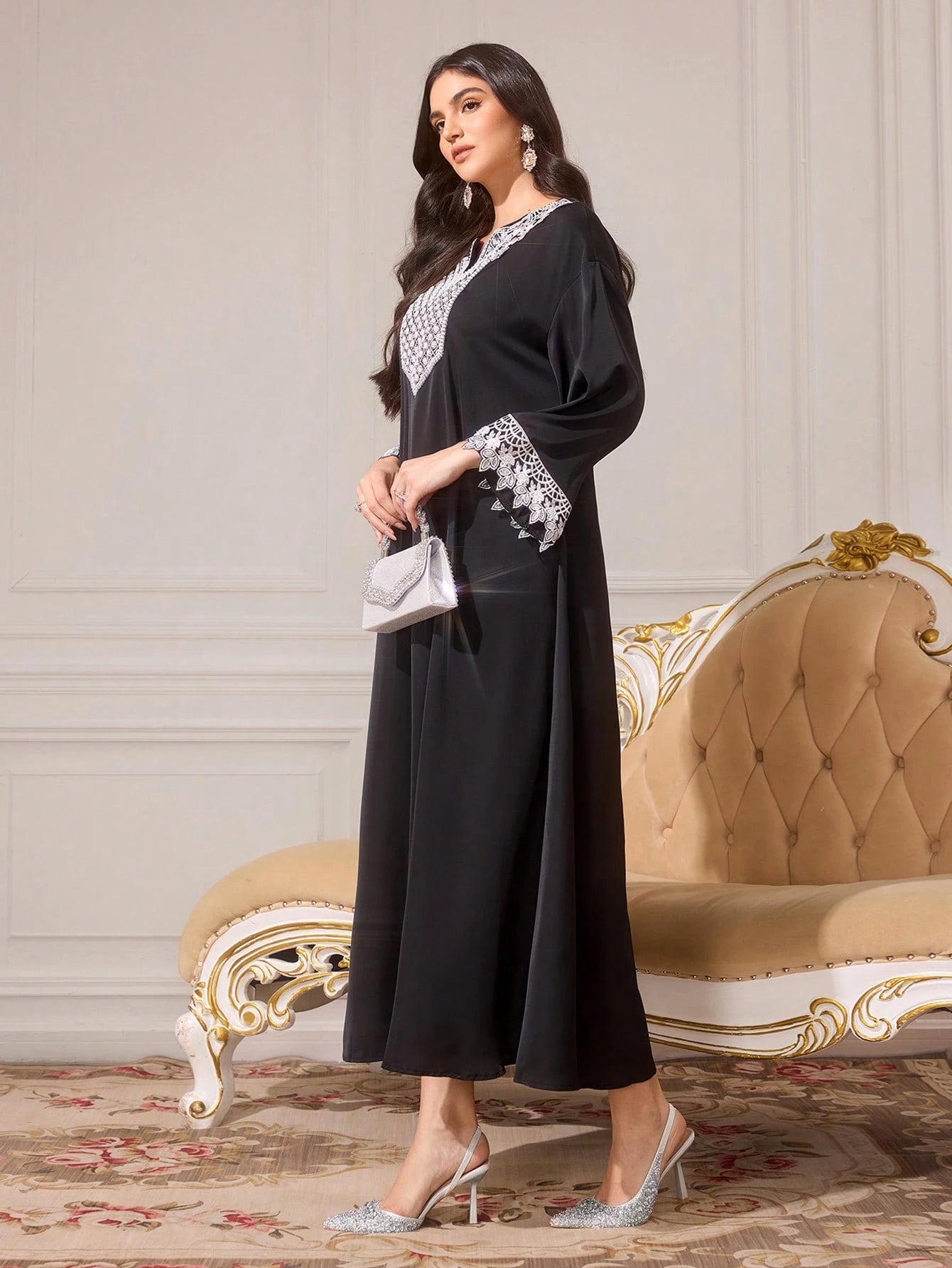 CUCCOO TILAWA أحذية نسائية سوداء جديدة ذات كعب عالي مدبب الأصبع، أنيقة وجذابة مرصعة بالراين ستايل حفلات وسهرات نادي الليل، أحذية كعب عالي نسائية ذات حزام خلفي